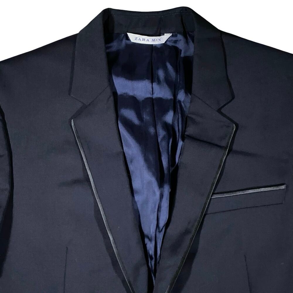 Zara Man True Navy Wool 2 Button Blazer - 40 - Picture 3 of 5